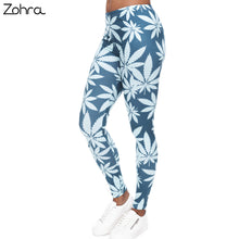 Mint Leggings White Weed Print