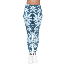 Mint Leggings White Weed Print